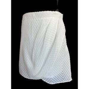Lenny B. Paris Mini Skirt WOMEN 2, Chevron Textured White With Draped Detail BEA